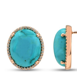 6.37 ct.Turquoise Diamond Earring - 2