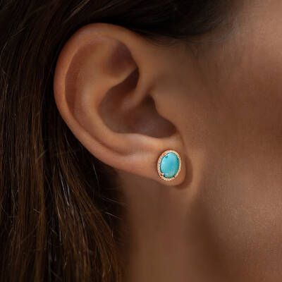 6.37 ct.Turquoise Diamond Earring - 3