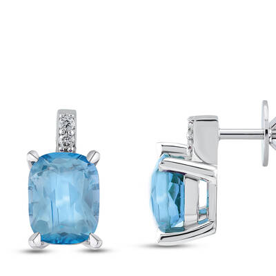 3.03 ct.Blue Topaz Diamond Earring - 2