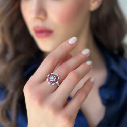 خاتم مرصّع بالألماس مع حجر الياقوت 1.59 قيراط - Zen Diamond