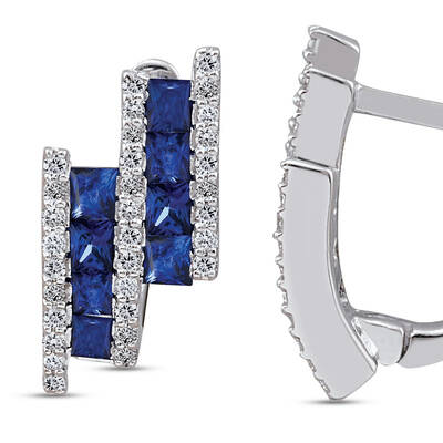 0.91 ct.Sapphire Diamond Earring - 2
