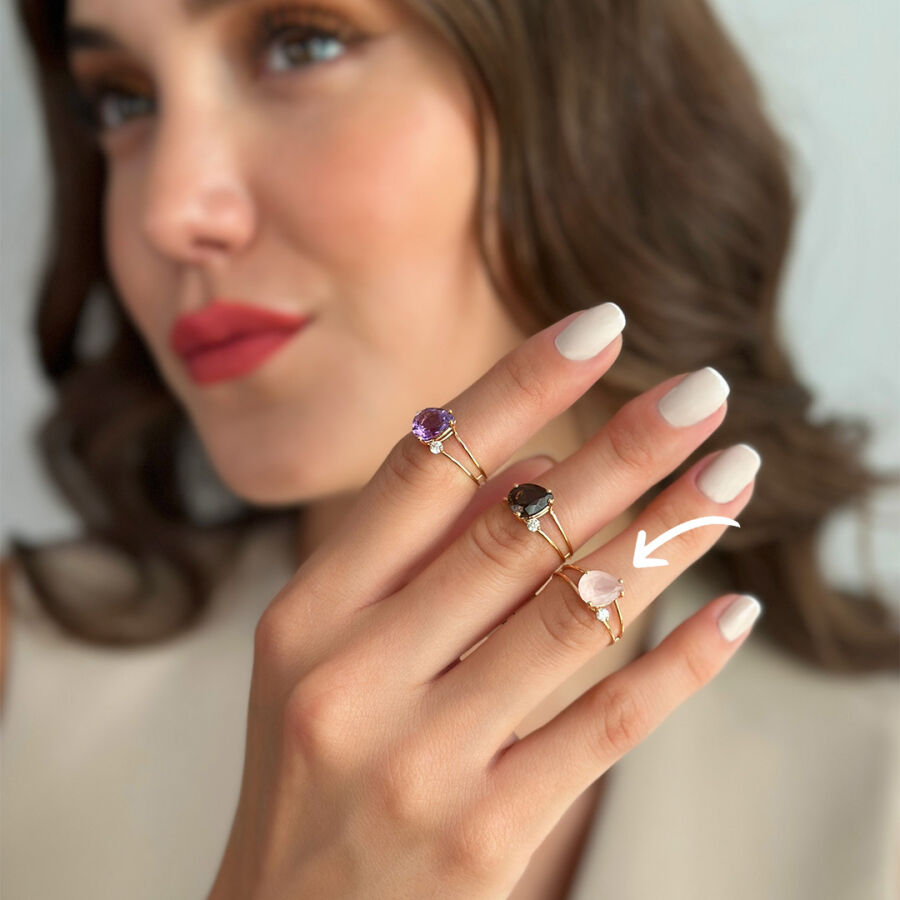 1.60 Carat Rose Quartz Diamond Ring - 3