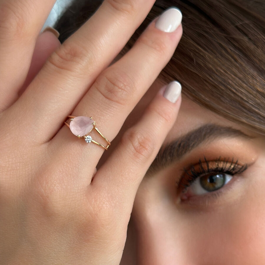1.60 Carat Rose Quartz Diamond Ring - 1