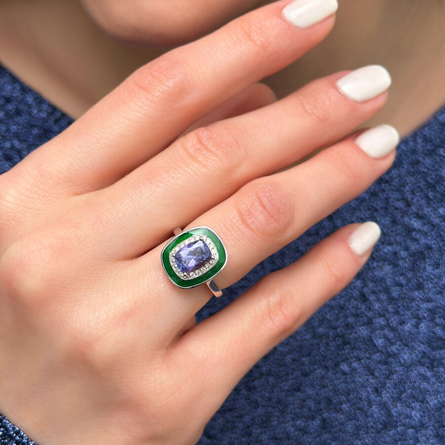 1.62 Carat Tanzanite Diamond Ring - 1