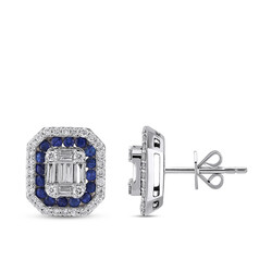 1.63 ct.Sapphire Baguette Diamond Earring - 1