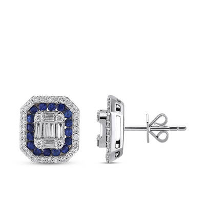 1.63 ct.Sapphire Baguette Diamond Earring - 1