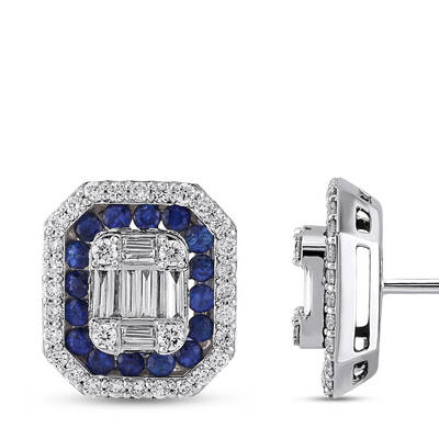 1.63 ct.Sapphire Baguette Diamond Earring - 2