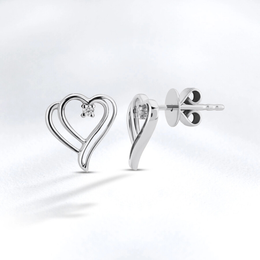 0.03 ct.Heart Diamond Earrings - Zen Diamond