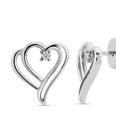 0.03 ct.Heart Diamond Earrings - 3