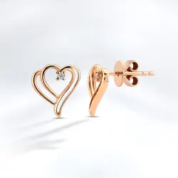 0.03 ct.Love Collection Heart Diamond Earrings - 1