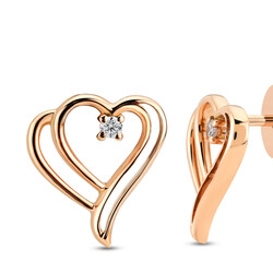 0.03 ct.Love Collection Heart Diamond Earrings - 3