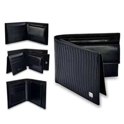 0.02 ct.Diamond Leather Man Wallet - Black - 1
