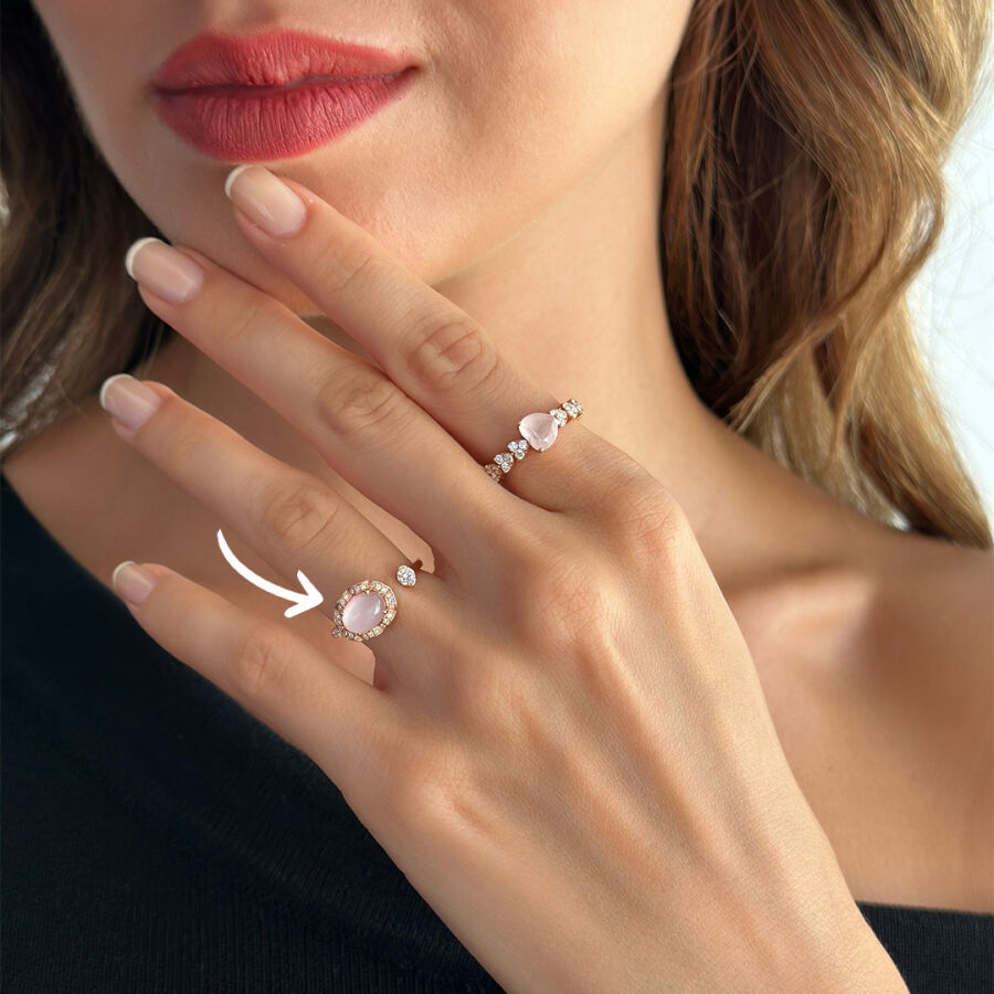 1.71 Carat Rose Quartz Diamond Ring - 3