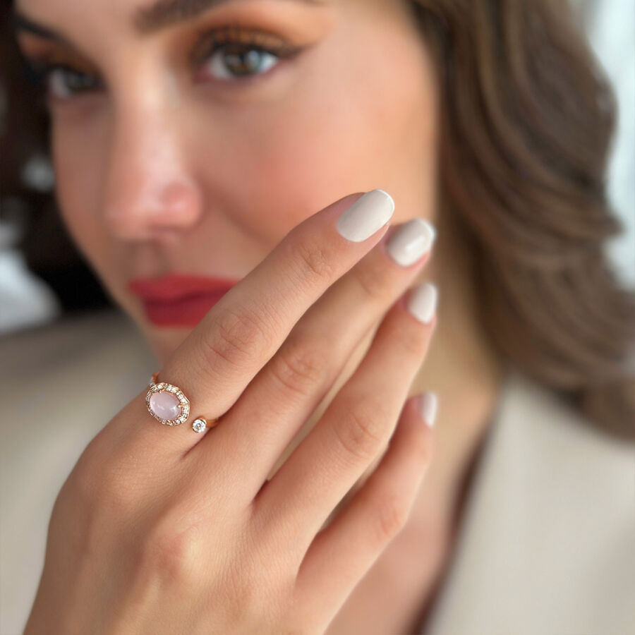 1.71 Carat Rose Quartz Diamond Ring - 1