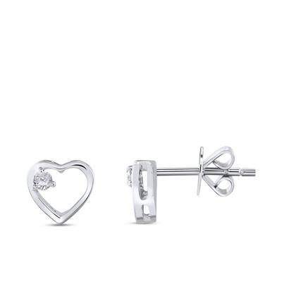 0.07 ct.Heart Diamond Earring - 1