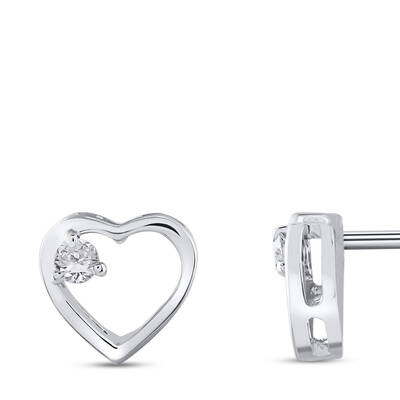 0.07 ct.Heart Diamond Earring - 2