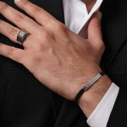 0.02 ct.Diamond Silver Man Bracelet - 2