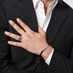 0.02 ct.Diamond Silver Man Bracelet - 3