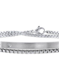 0.03 ct.Diamond Stainless Steel Man Bracelet - 7