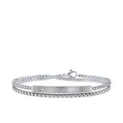 0.03 ct.Diamond Stainless Steel Man Bracelet - Zen Diamond