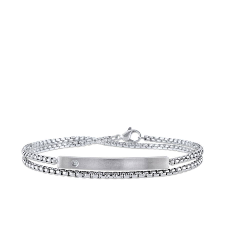 0.03 ct.Diamond Stainless Steel Man Bracelet - 1