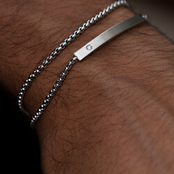 0.03 ct.Diamond Stainless Steel Man Bracelet - 2