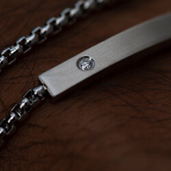 0.03 ct.Diamond Stainless Steel Man Bracelet - 3
