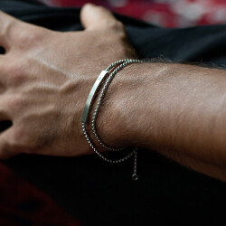 0.03 ct.Diamond Stainless Steel Man Bracelet - 4