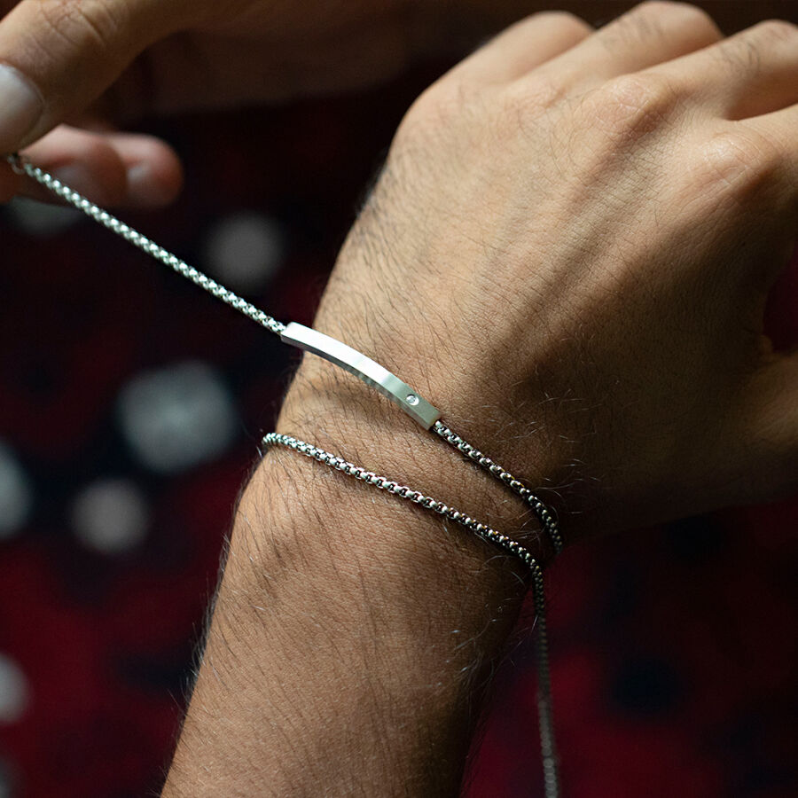 0.03 ct.Diamond Stainless Steel Man Bracelet - 5