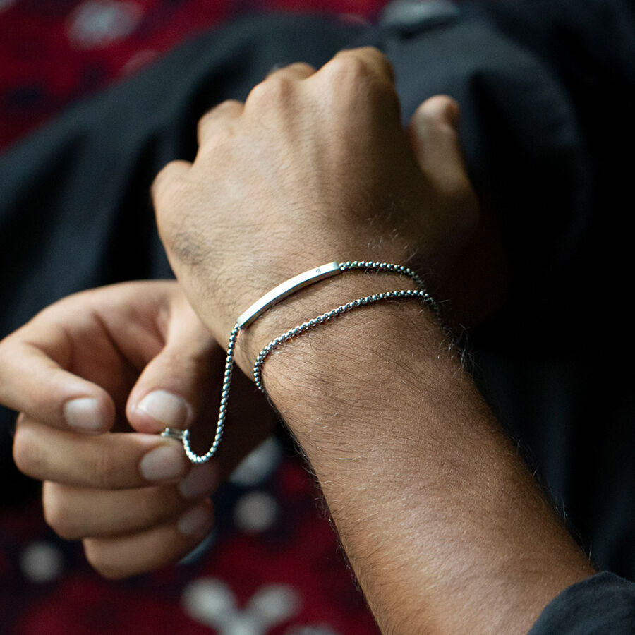 0.03 ct.Diamond Stainless Steel Man Bracelet - 6