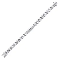 0.04 ct.Diamond Silver Man Bracelet - 2