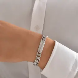 0.04 ct.Diamond Silver Man Bracelet - 3