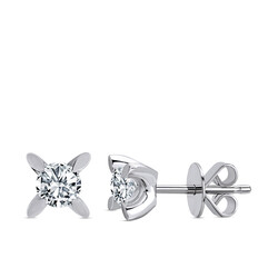 0.23 ct.Solitaire Diamond Earring - 1