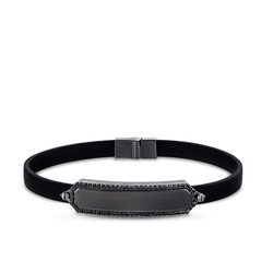 0.55 ct.Black Diamond Silver Man Bracelet - 5