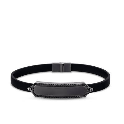 0.55 ct.Black Diamond Silver Man Bracelet - 5