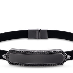 0.55 ct.Black Diamond Silver Man Bracelet - 6