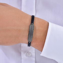 0.55 ct.Black Diamond Silver Man Bracelet - 4