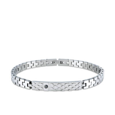 0.06 ct.Diamond Stainless Steel Man Bracelet - 1