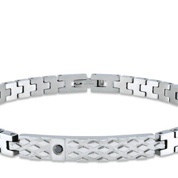 0.06 ct.Diamond Stainless Steel Man Bracelet - 2