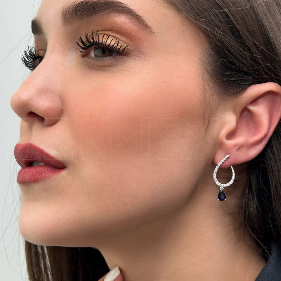1.90 ct.Sapphire Diamond Earrings - 2
