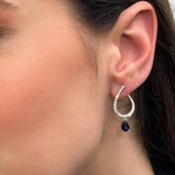 1.90 ct.Sapphire Diamond Earrings - 1