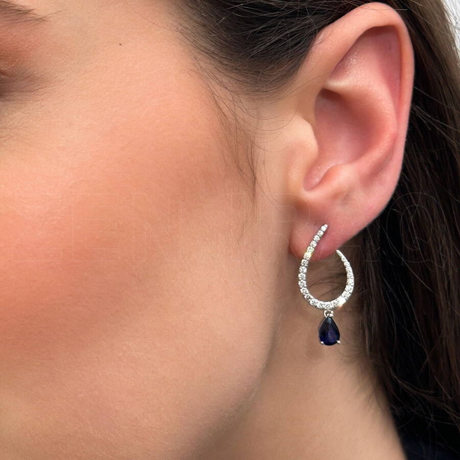 1.90 ct.Sapphire Diamond Earrings - 1