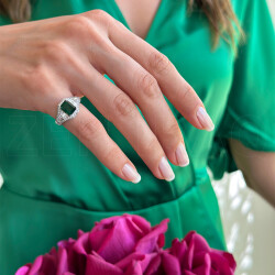 خاتم مرصع بالألماس مع حجر الزمرد 1,93 قراط - Zen Diamond