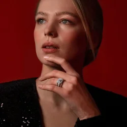 خاتم مرصع بألماس الباجيت 1,11 قيراط - 1