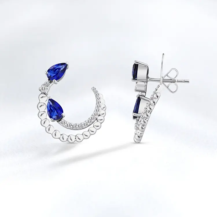 1.99 ct.Sapphire Diamond Earrings - 1