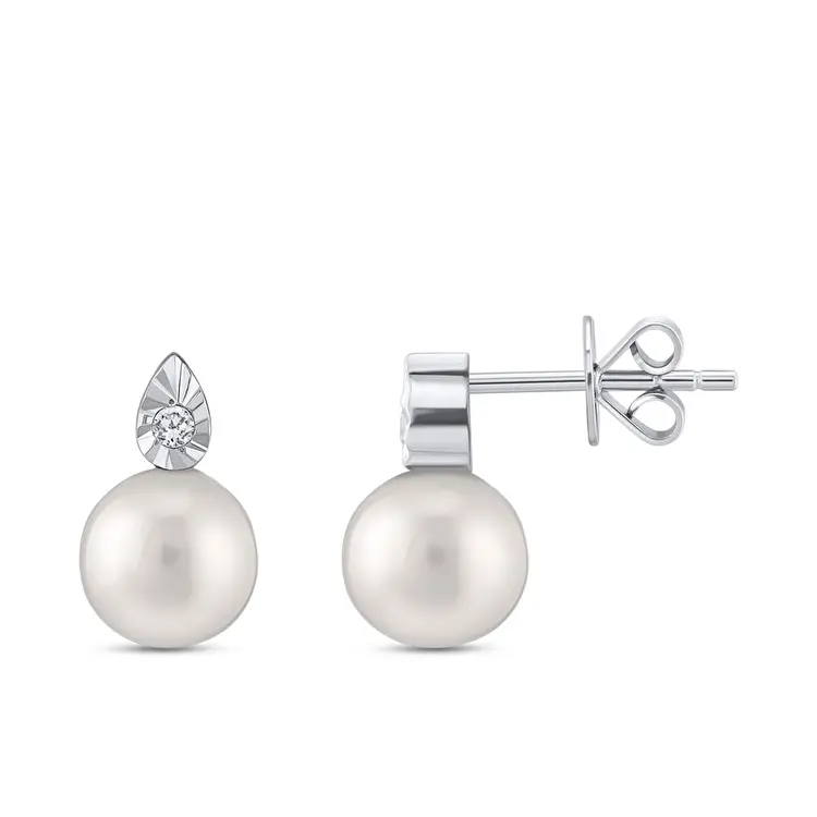 2.01 ct.Pearl Diamond Earring - 1
