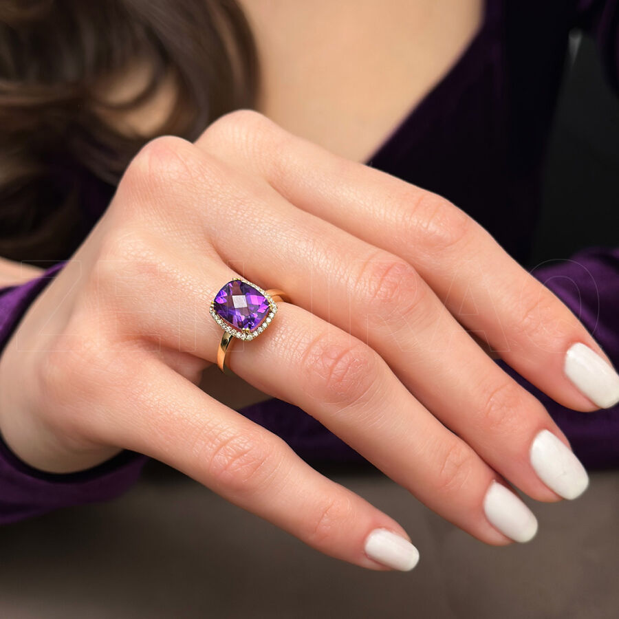 Amethyst Diamond Ring - 3