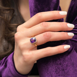 Amethyst Diamond Ring - 4