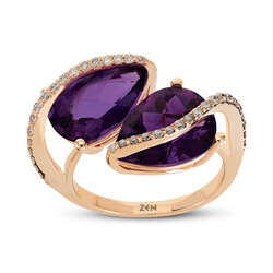 5.72 ct.Amethyst Diamond Ring - 1