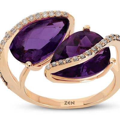 5.72 ct.Amethyst Diamond Ring - 2